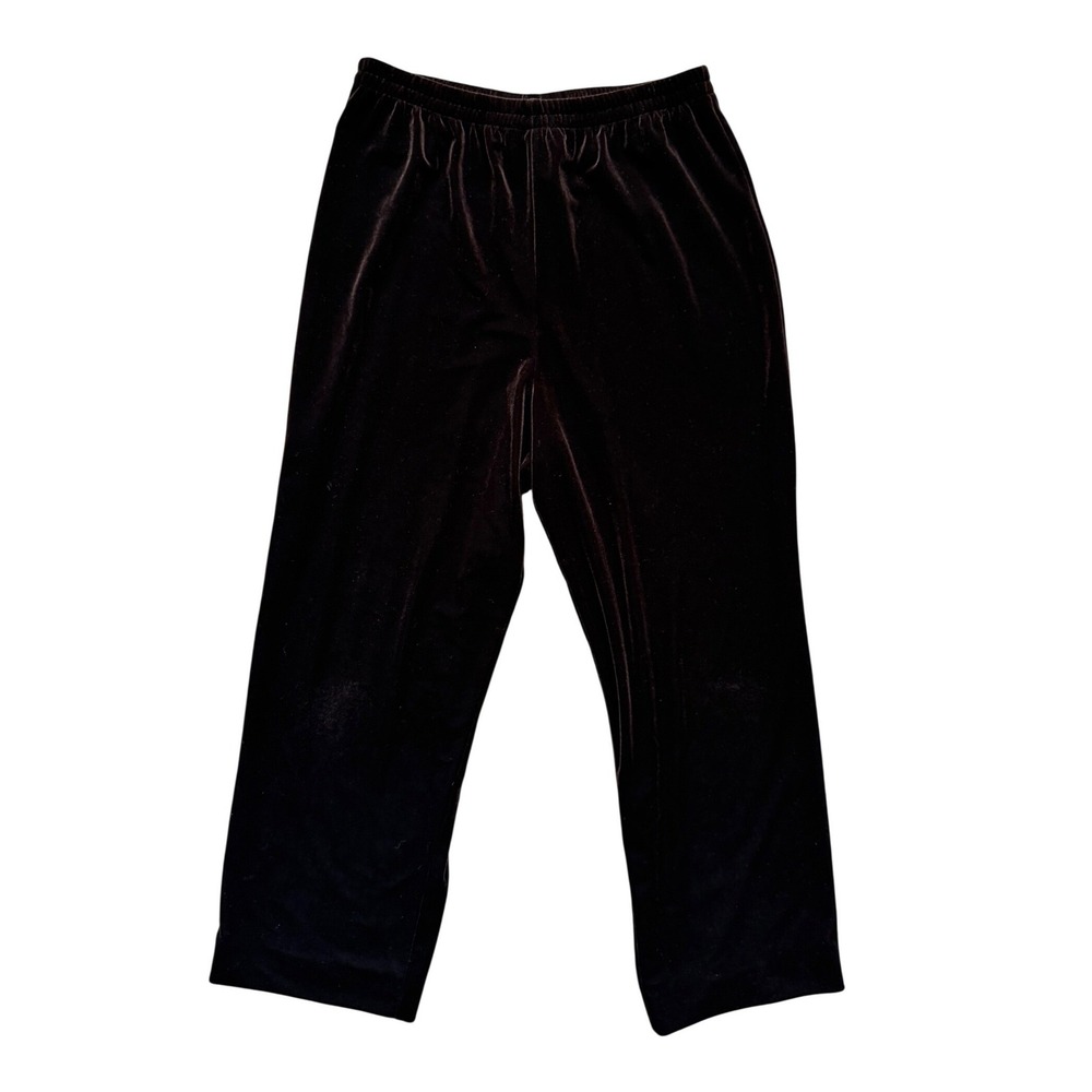 R&M Richards Pant Women 14 3324 Brown Velvet Elastic Waist EUC